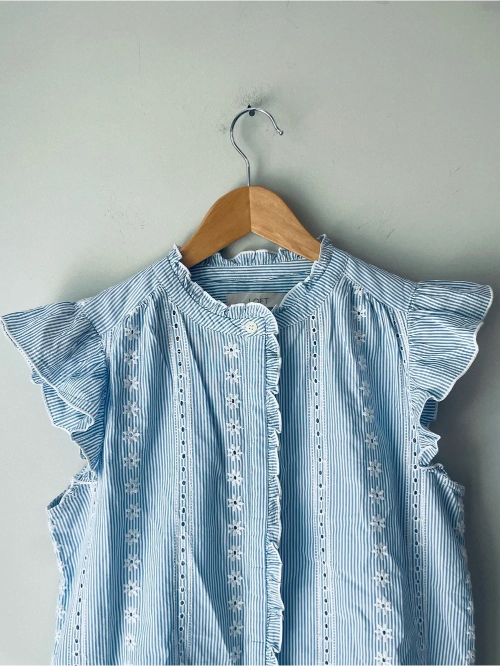 LOFT Eyelet Ruffle Top - Picture 2 of 7